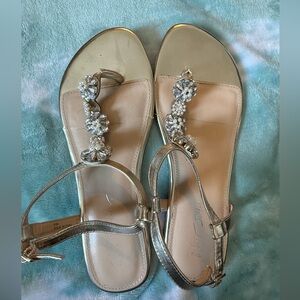 Betsey Johnson Embellished Flat Gold Sandals - size 9